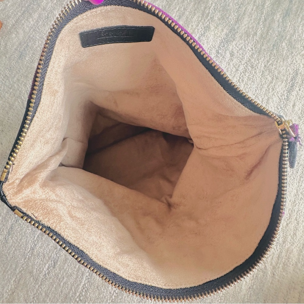 Be& D Purple & Black Python Print Leather Fold-Ov… - image 6